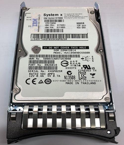 (NEW PARALLEL) IBM 81Y9650 900GB 10000RPM SAS 6GBPS 2.5INCH SFF HOT SWAP HARD DRIVE WITH TRAY - C2 Computer